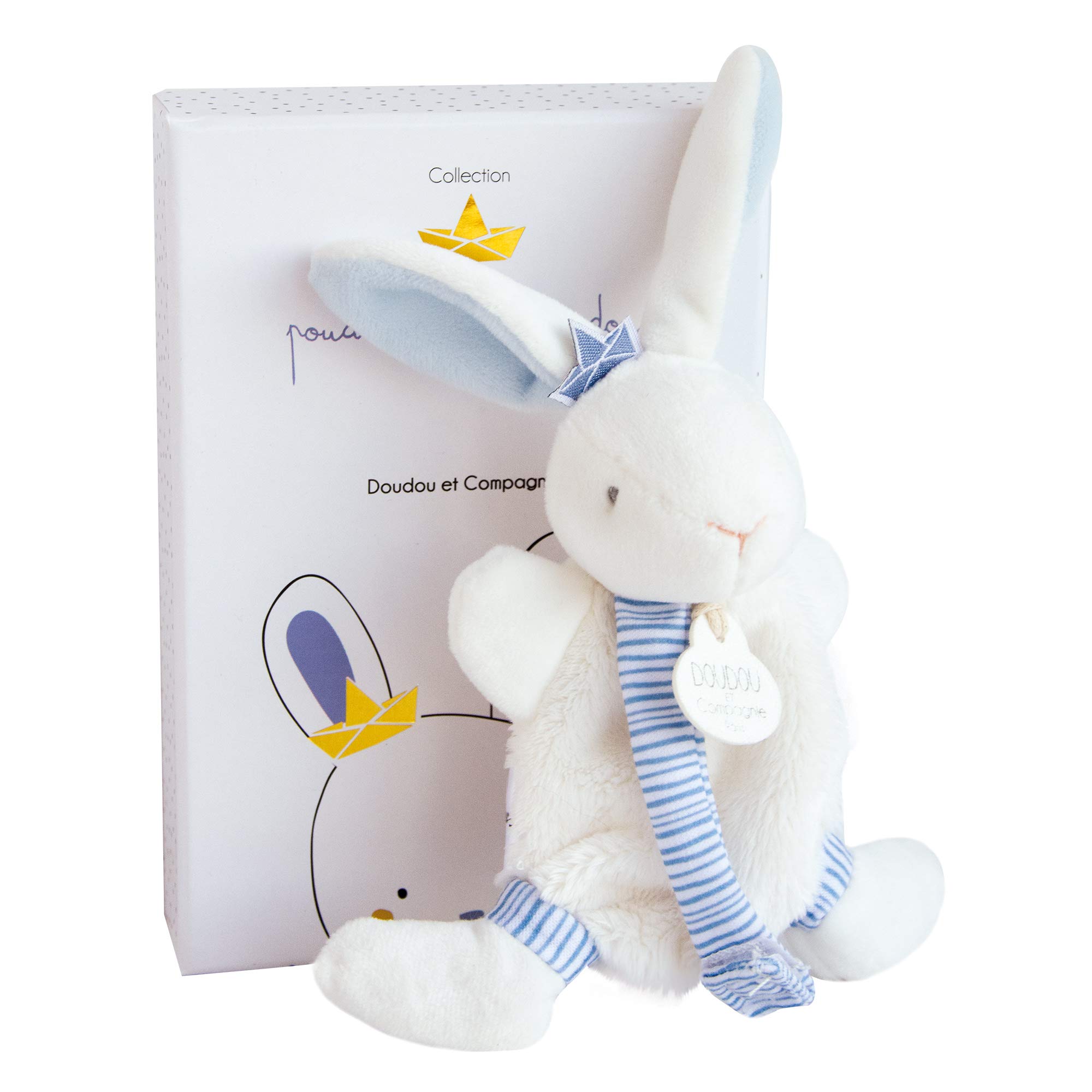 doudou-et-compagnie-poudre-de-perlidoudou-dc3511-attache-t-tine-lapin-bleu image 1