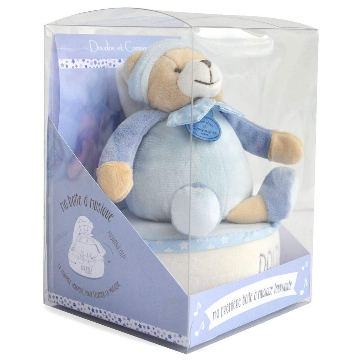 doudou-et-compagnie-petit-chou-ours-bo-te-musique-bleu-17-cm image 1