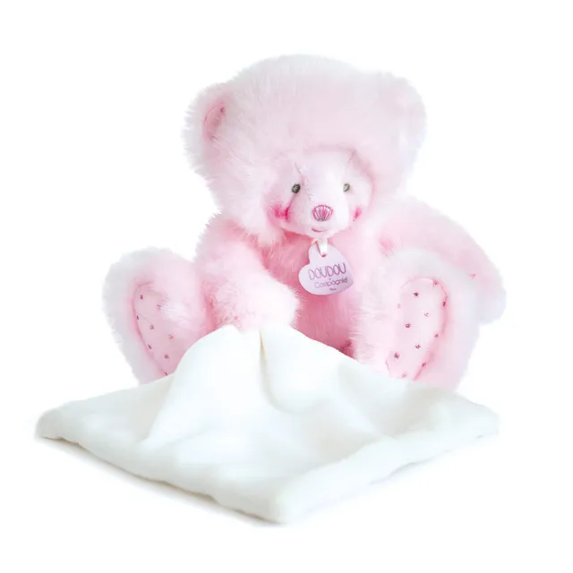 doudou-et-compagnie-les-peluches-dc3551-peluche-ours-rose-22-cm image 1