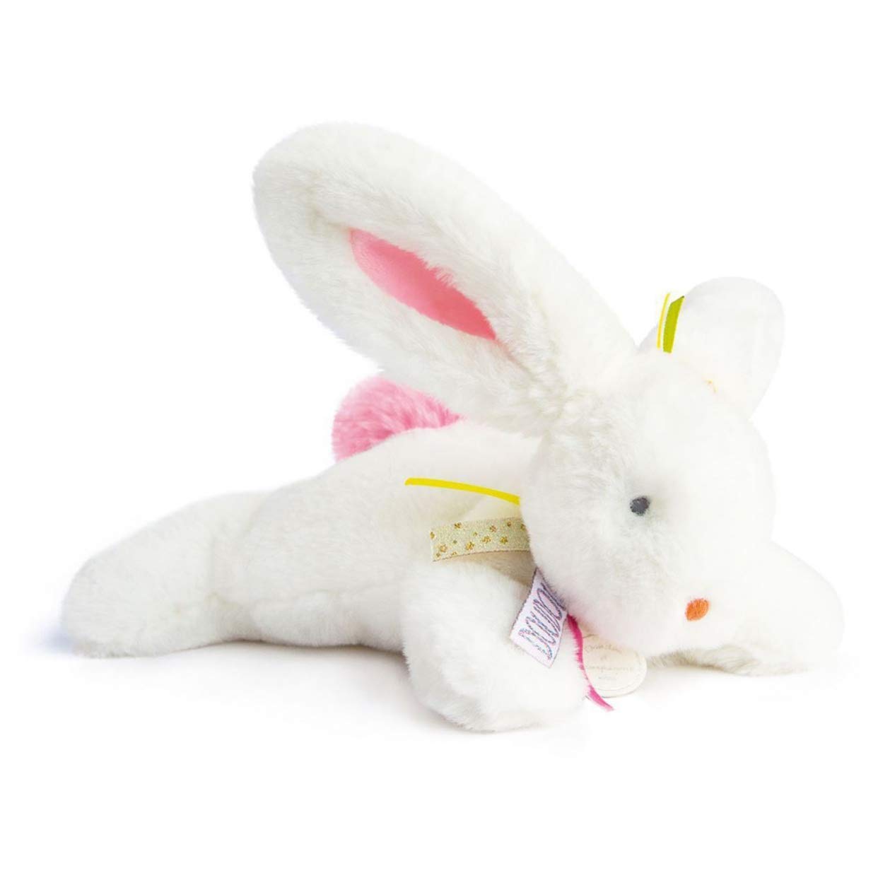 doudou-et-compagnie-lapin-doudou-p-querette-blanc-rose-21cm image 1