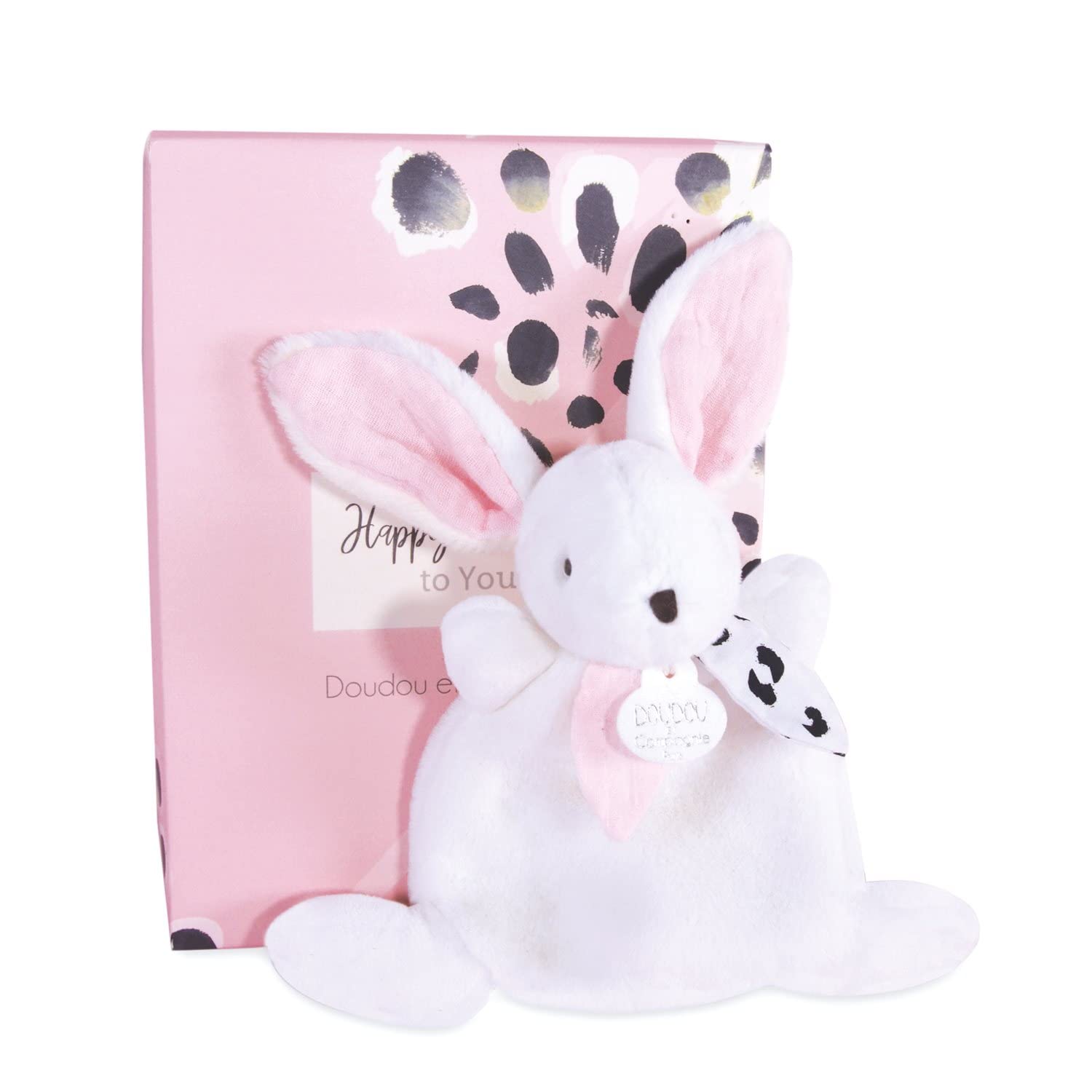 doudou-et-compagnie-happy-doudou-lapin-peluche-rose-17-cm image 1