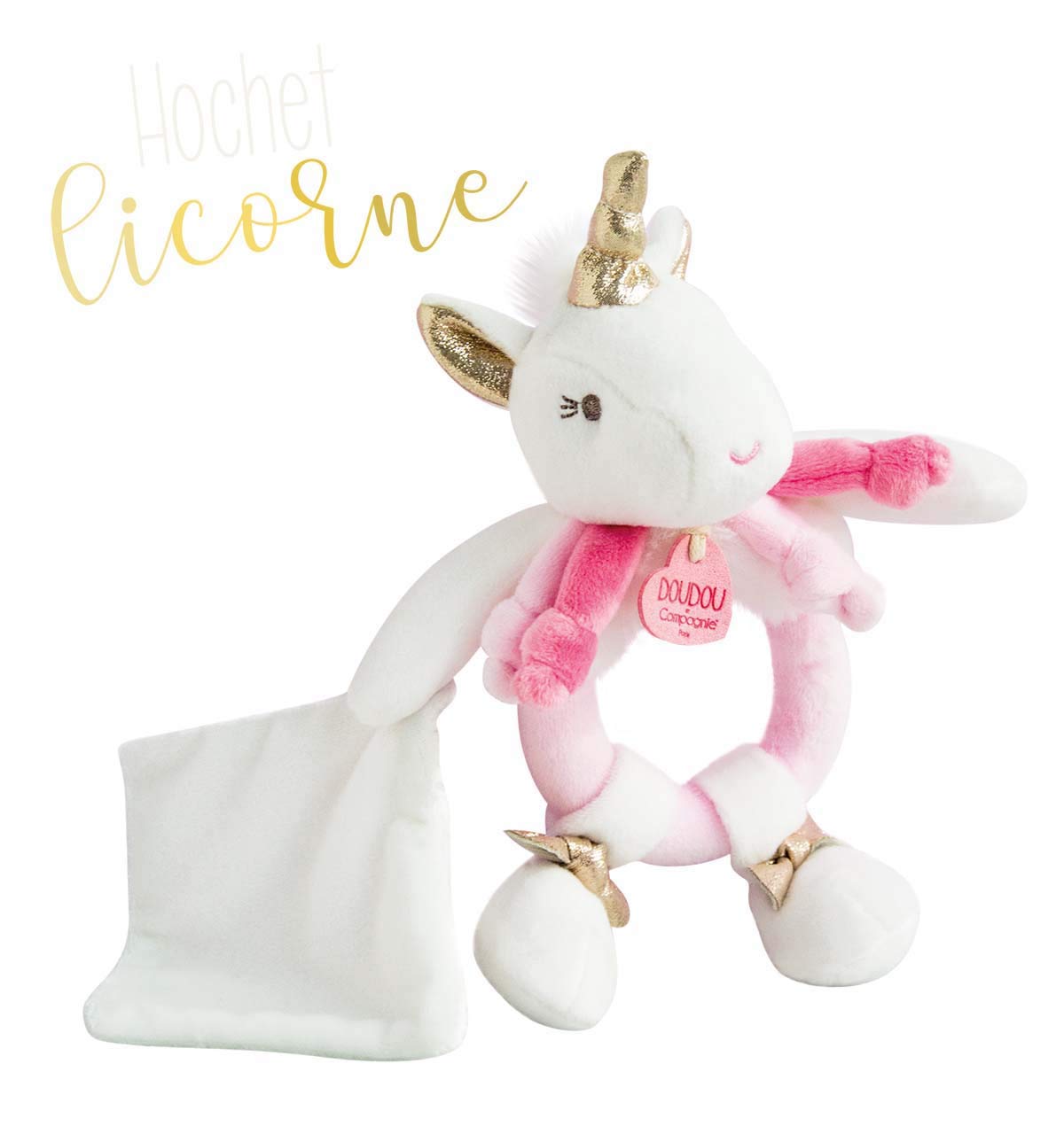 doudou-et-compagnie-lucie-la-licorne-doudou-plat-blanc-or-22-cm image 8