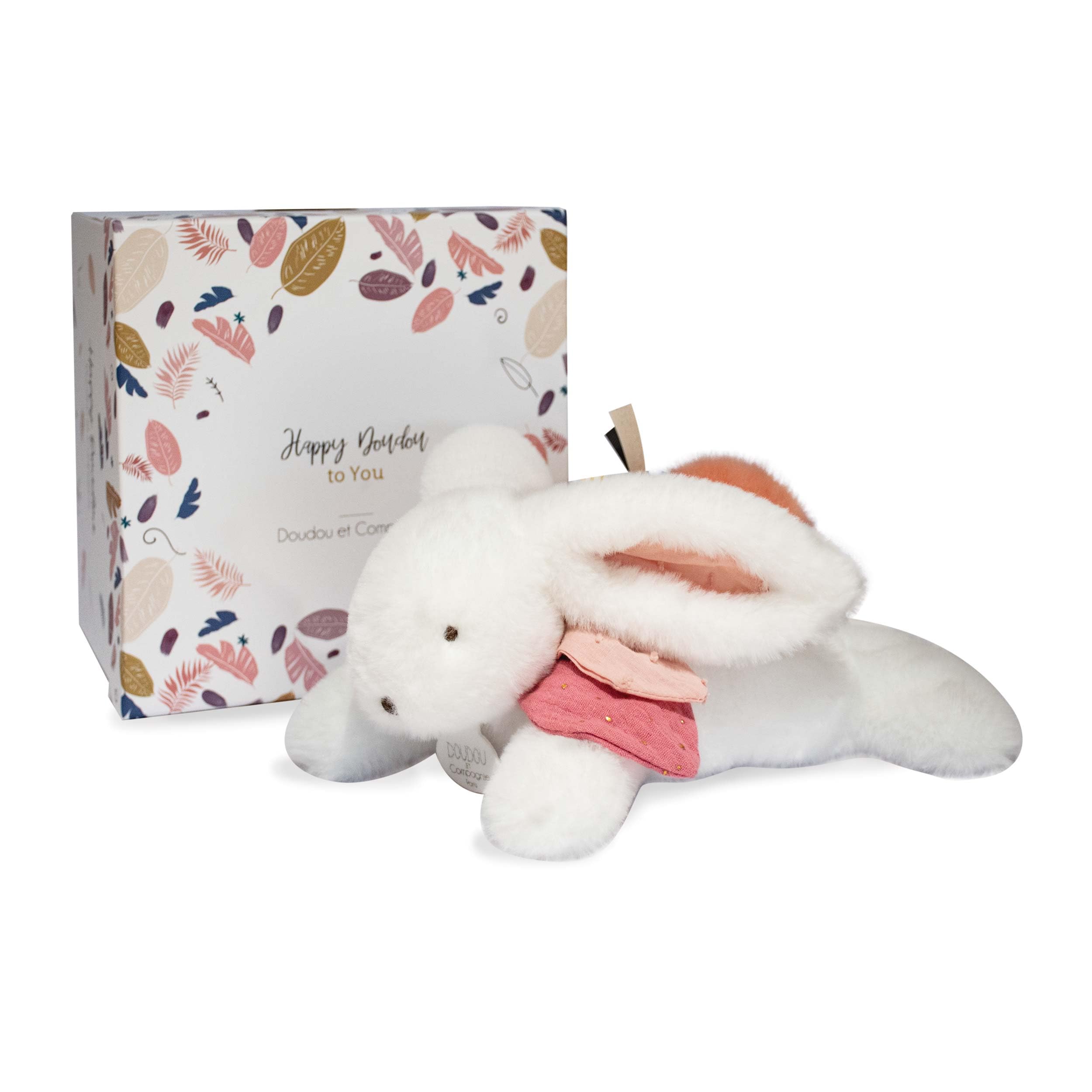 doudou-et-compagnie-happy-doudou-lapin-beige-pompon-naturel image 7