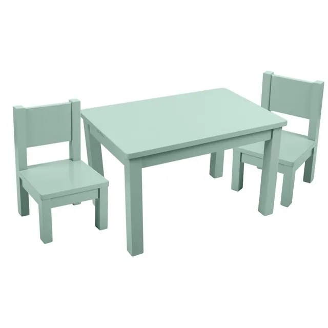 pioupiou-merveilles-table-2-chaises-bois-vert-sauge-1-4-ans image 1