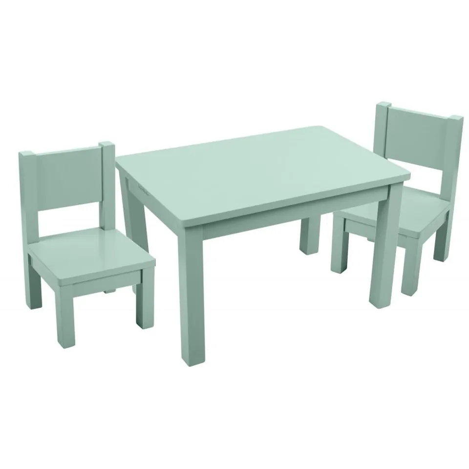 pioupiou-merveilles-table-2-chaises-bois-vert-sauge-1-4-ans image 1