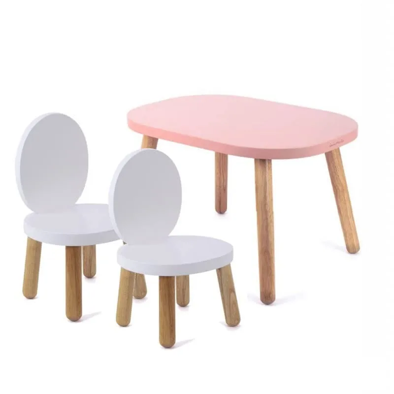 pioupiou-merveilles-ovaline-blanc-rose-table-et-chaises-1-4-ans image 1