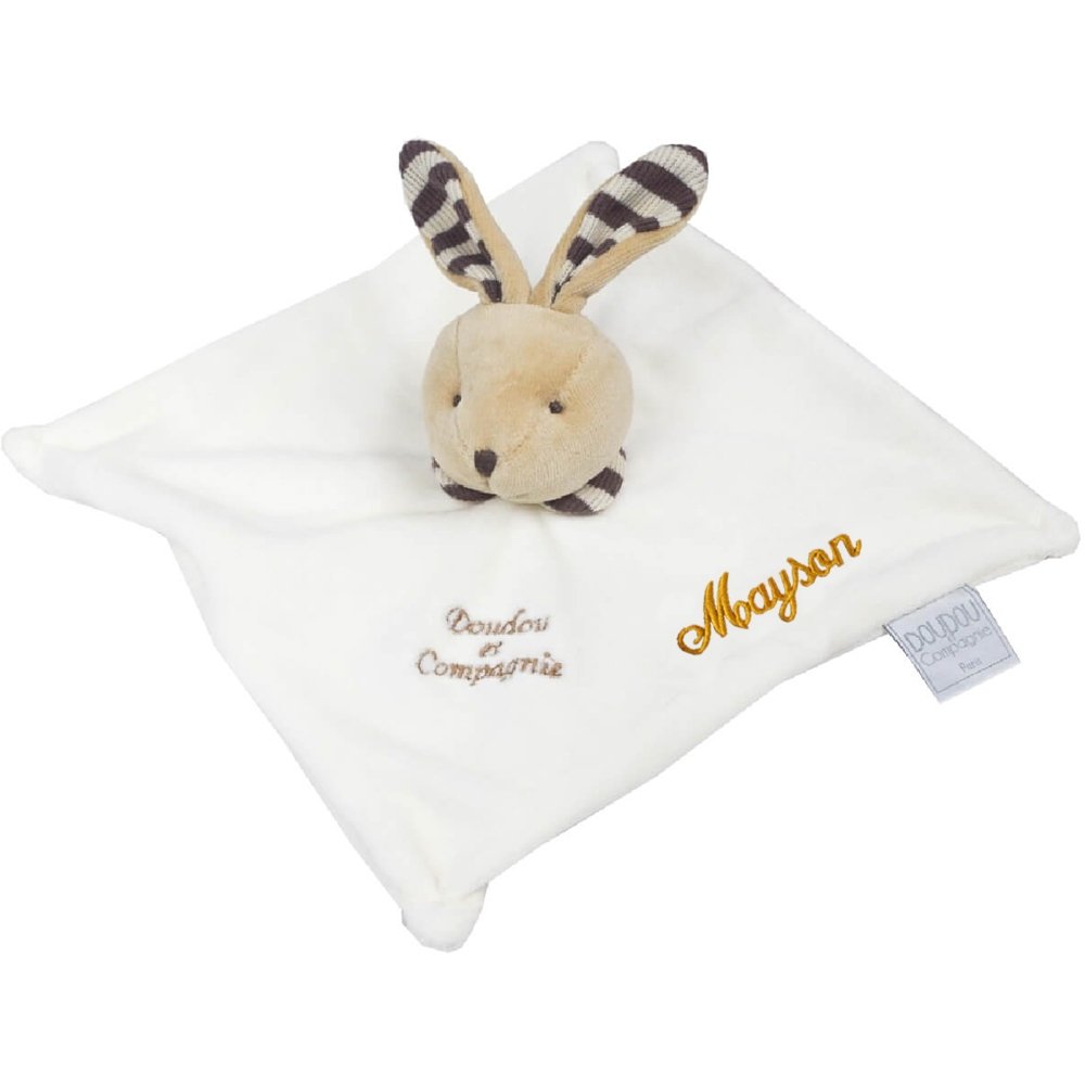doudou-et-compagnie-iconiques-doudou-202-lapin-plat-taupe-25-cm image 1