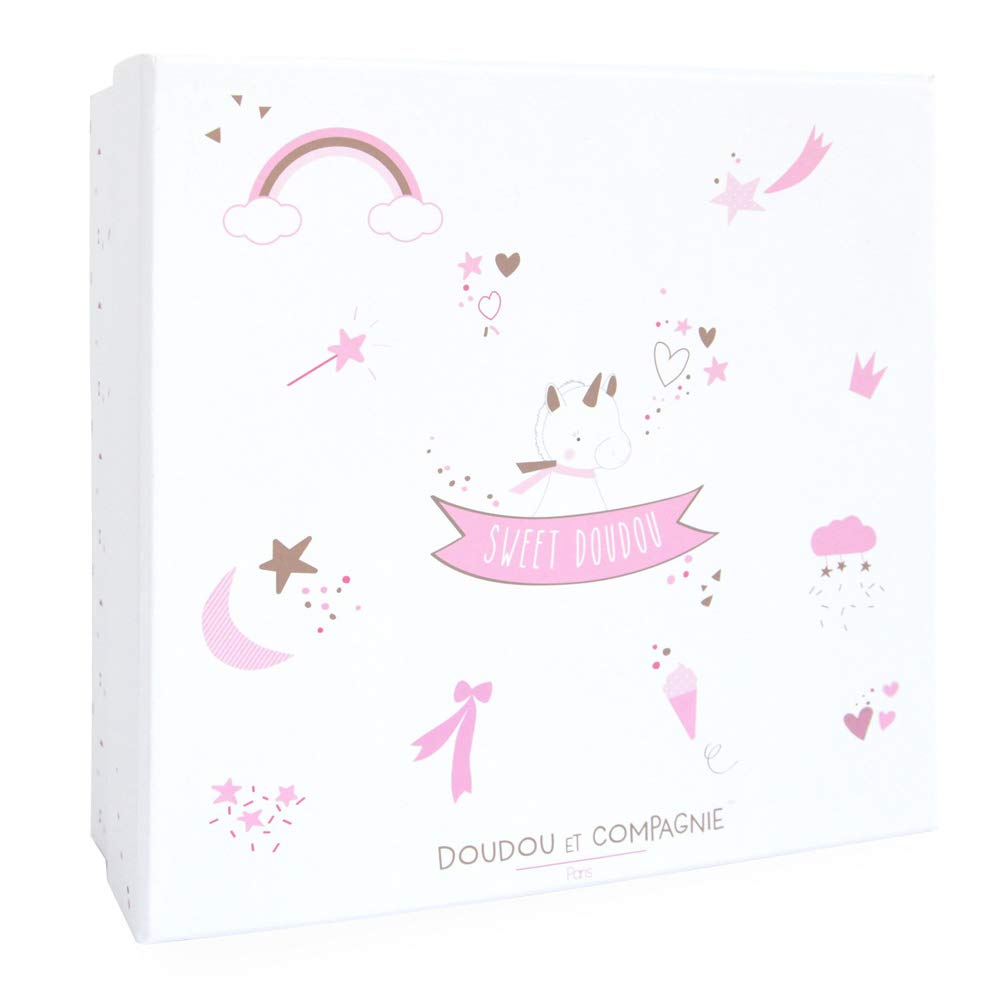 doudou-et-compagnie-lucie-la-licorne-doudou-plat-blanc-or-22-cm image 2