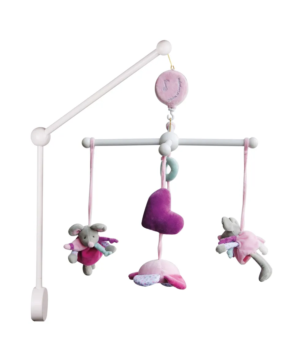 doudou-et-compagnie-mobile-musical-souris-pearly-rose-40-cm image 1