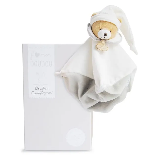 doudou-et-compagnie-les-iconiques-dc2928-doudou-plat-ours-taupe image 1