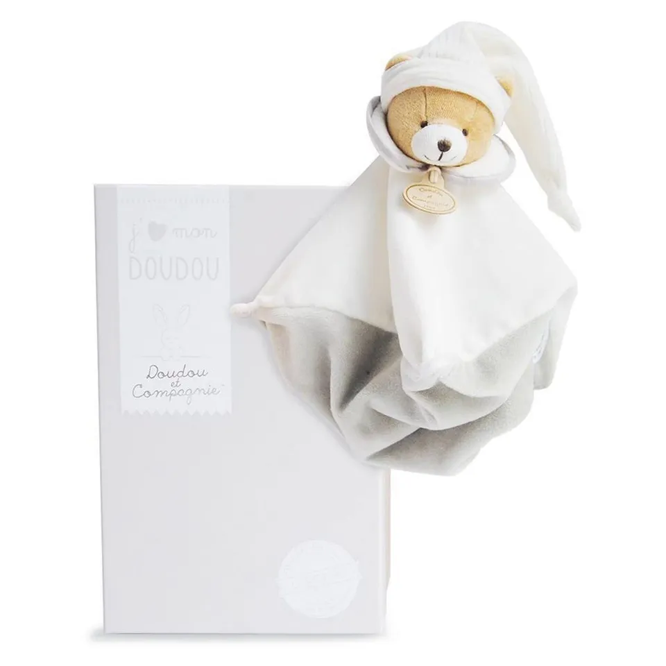 doudou-et-compagnie-les-iconiques-dc2928-doudou-plat-ours-taupe image 1