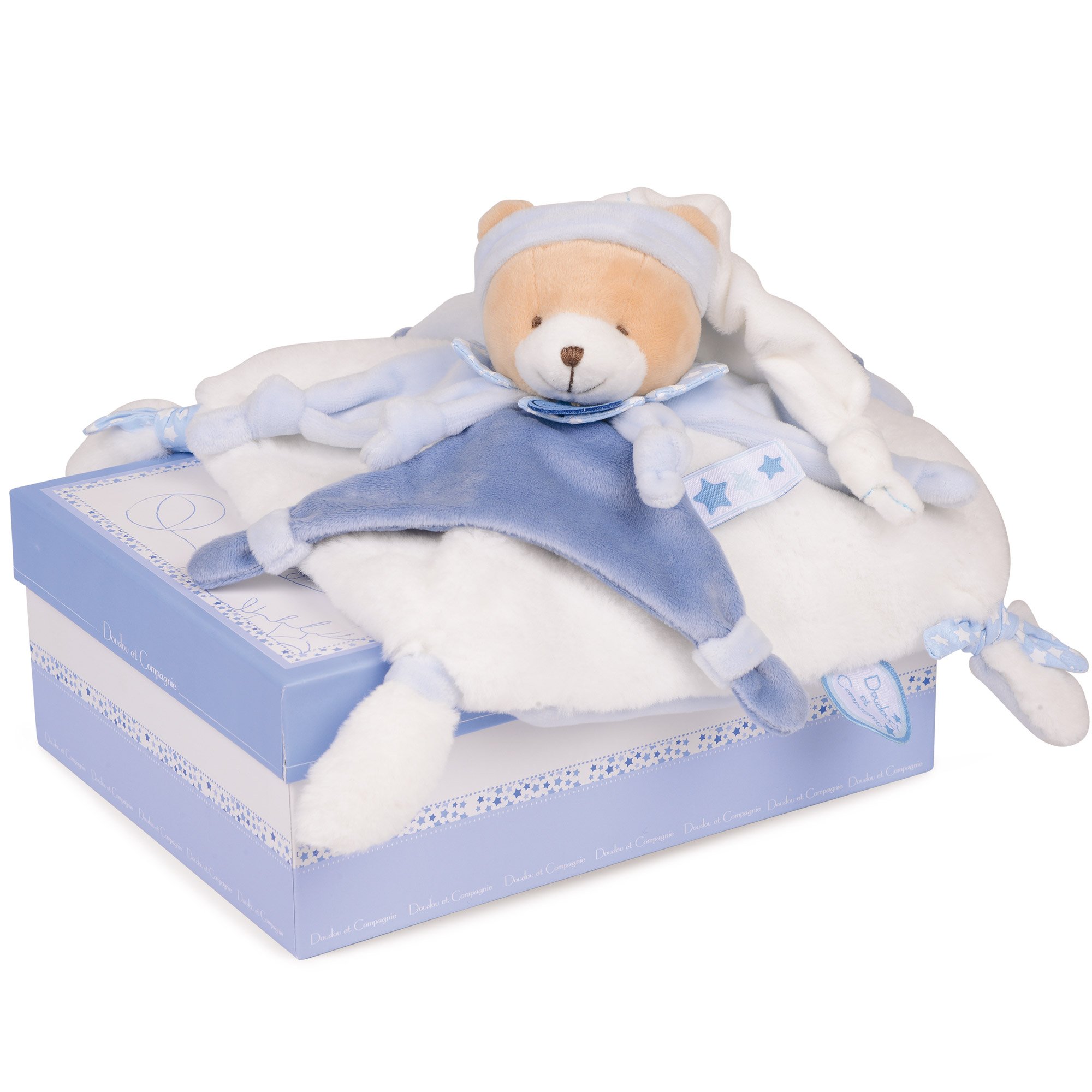 doudou-et-compagnie-petit-chou-dc2716-doudou-ours-bleu-17-cm image 1