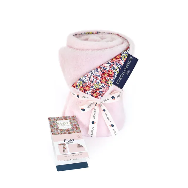 doudou-et-compagnie-boh-aime-plaid-b-b-rose-70x100-coton image 1