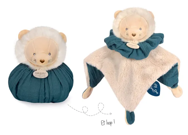 doudou-et-compagnie-petits-fut-s-dc3931-peluche-lion-25-cm-3-en-1 image 1