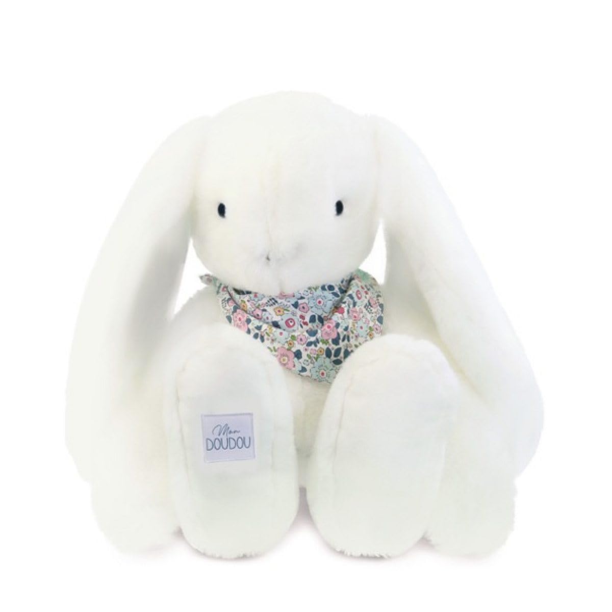 doudou-et-compagnie-lapin-fleurette-bleu-peluche-25-cm-dc4299 image 4