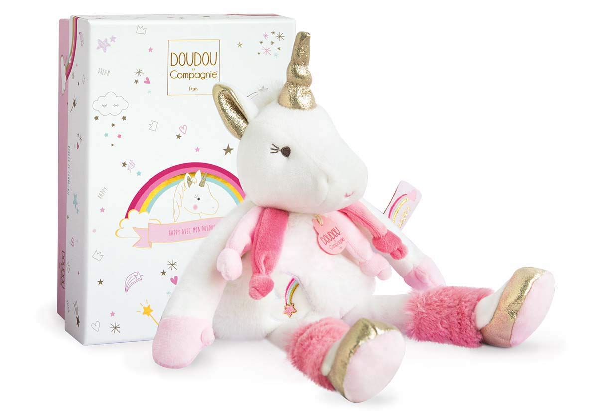 doudou-et-compagnie-lucie-pantin-licorne-30-cm-rose-naissance image 1
