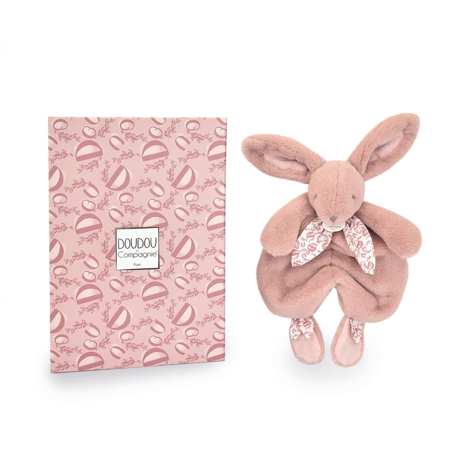 doudou-et-compagnie-lapin-doudou-plat-blanc-30-cm-foulard image 5