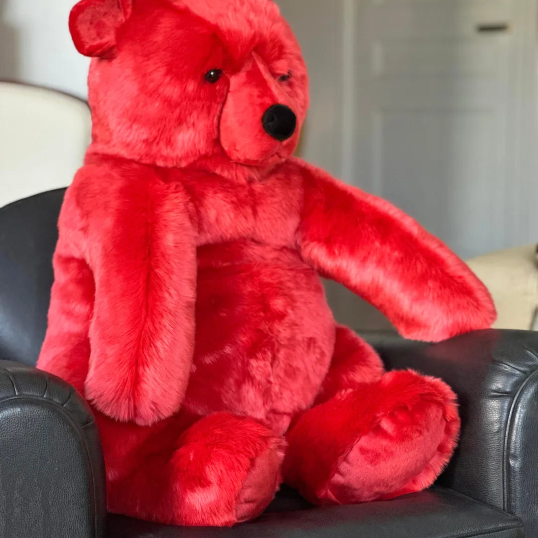 la-pelucherie-ours-jules-rouge-peluche-petit-35-cm-rouge image 2