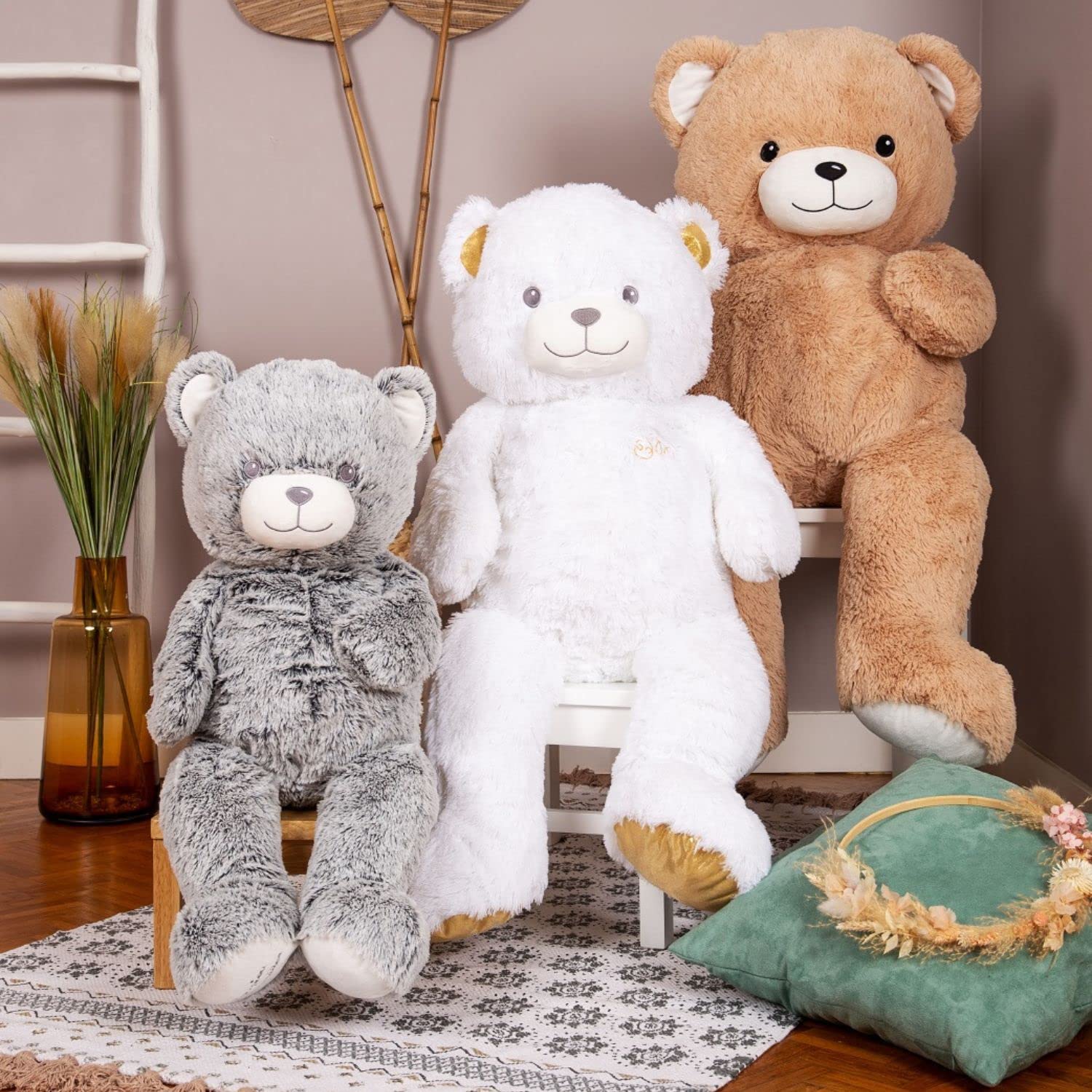 pioupiou-merveilles-gaston-peluche-g-ante-ours-beige-120-cm image 4
