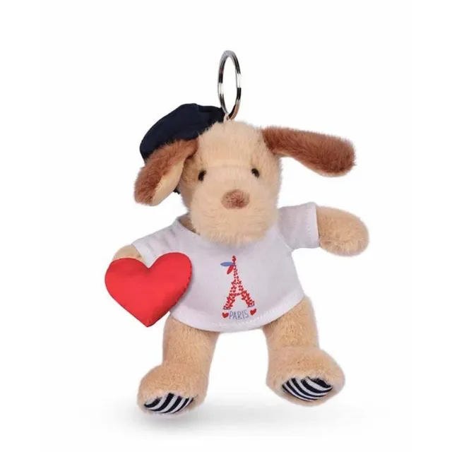 doudou-et-compagnie-amour-de-france-porte-cl-s-peluche-chien-paris-14-cm image 1