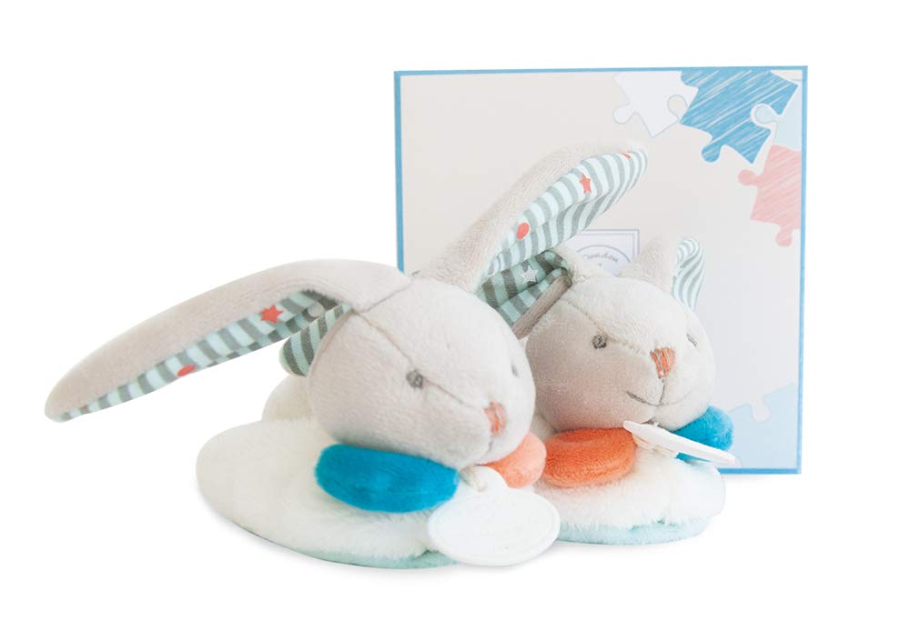 doudou-et-compagnie-chaussons-b-b-lapin-happy-hochet-0-6-mois image 1