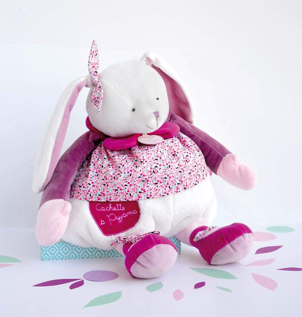 doudou-et-compagnie-cerise-range-pyjama-lapin-50-cm-blanc-rose image 4