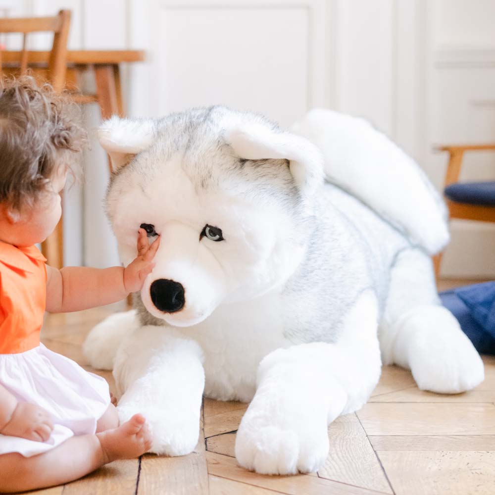 la-pelucherie-chiens-husky-l-onard-peluche-moyen-45-cm-gris image 2