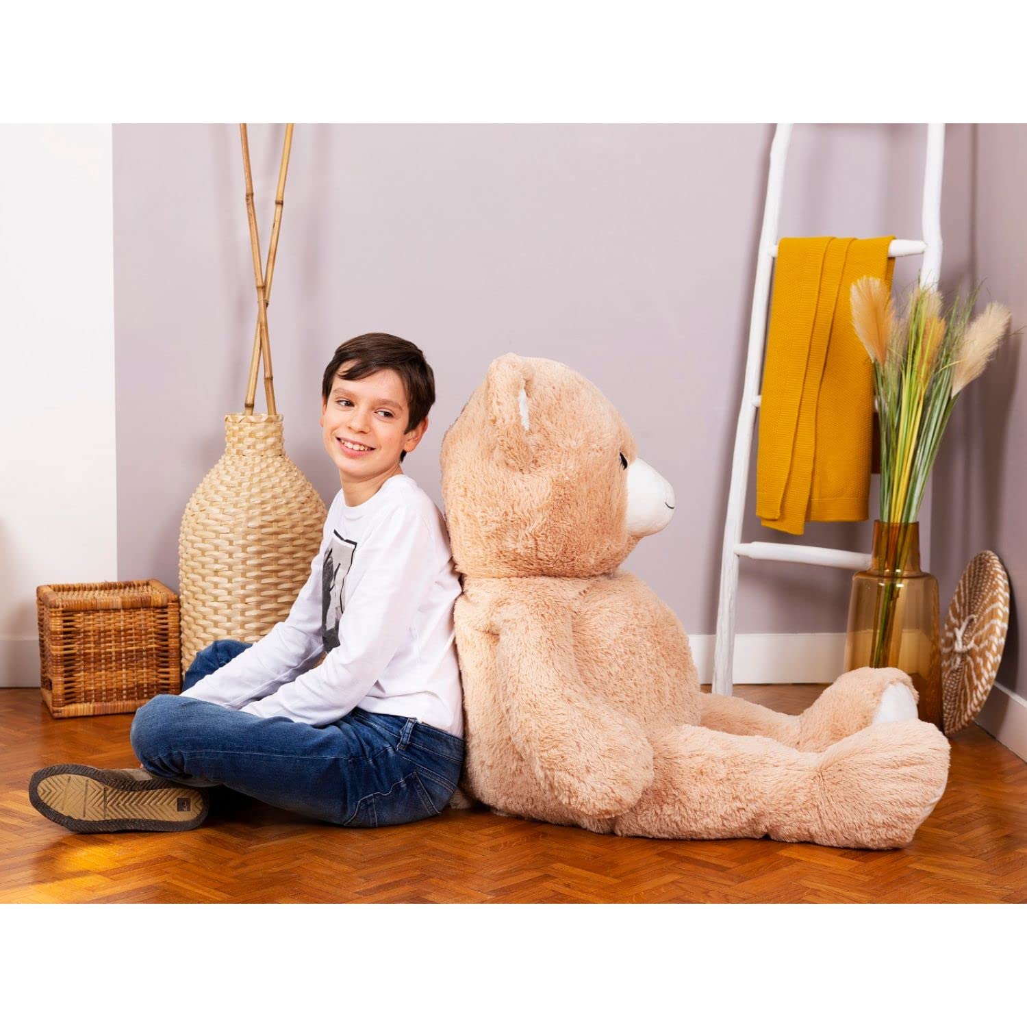 pioupiou-merveilles-gaston-peluche-g-ante-ours-beige-120-cm image 5
