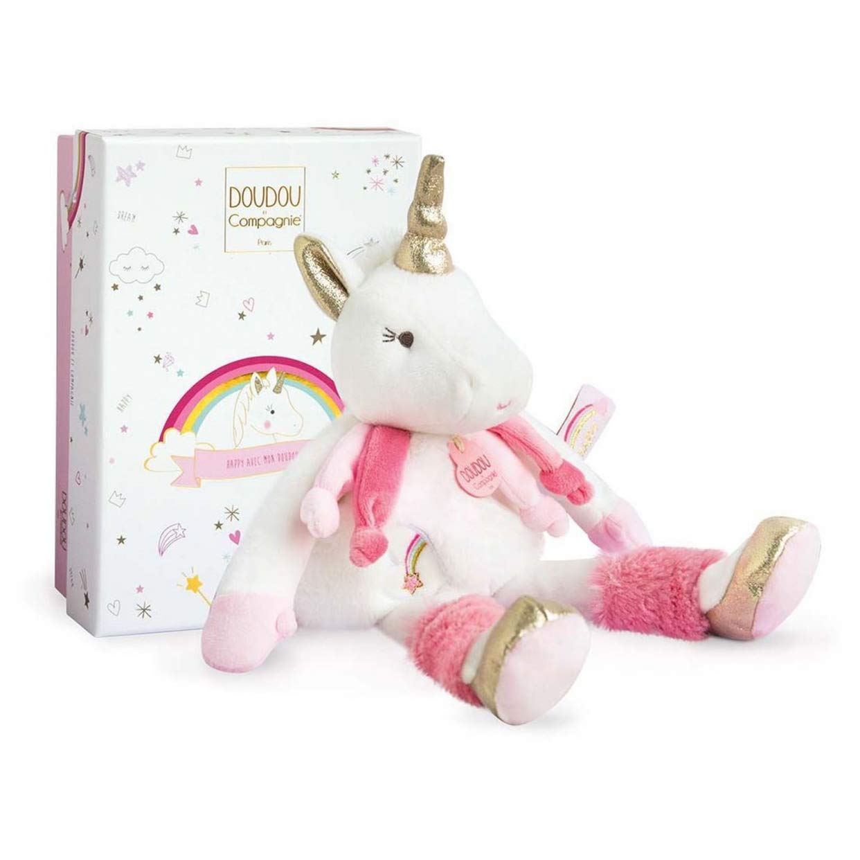doudou-et-compagnie-lucie-pantin-licorne-30-cm-rose-naissance image 2
