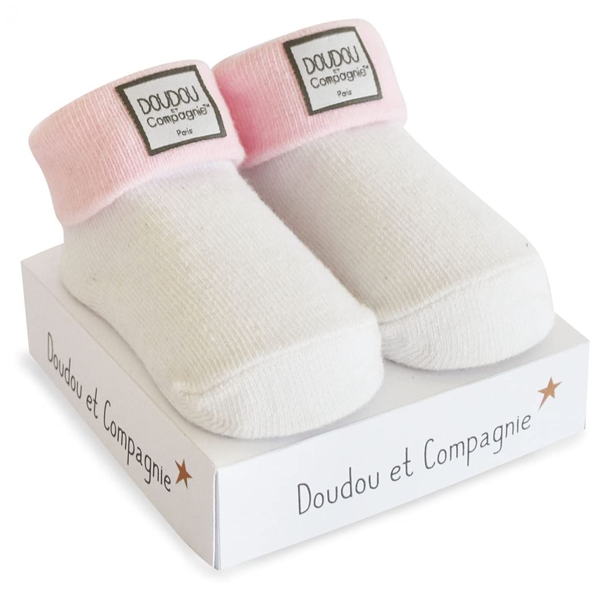 doudou-et-compagnie-chaussettes-naissance-rose-coton image 2