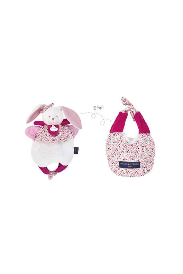 doudou-et-compagnie-petits-fut-s-lapin-rose-30-cm-marionnette-sac image 1