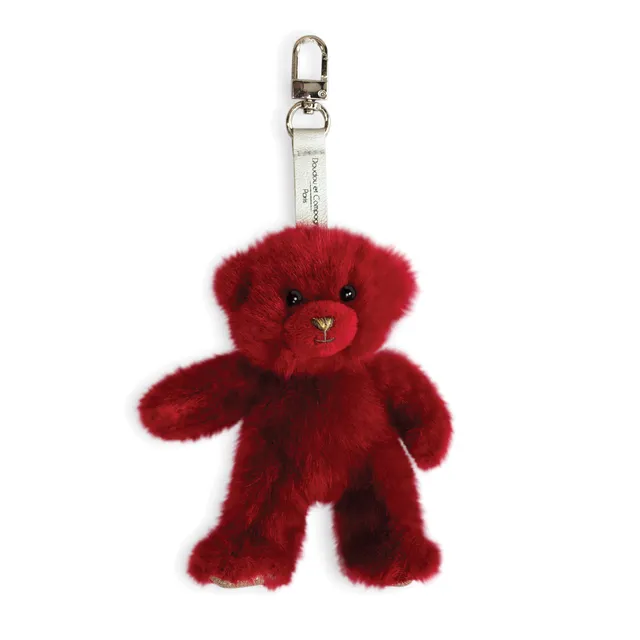 doudou-et-compagnie-ours-collection-porte-cl-s-kiss-rouge-15cm image 1