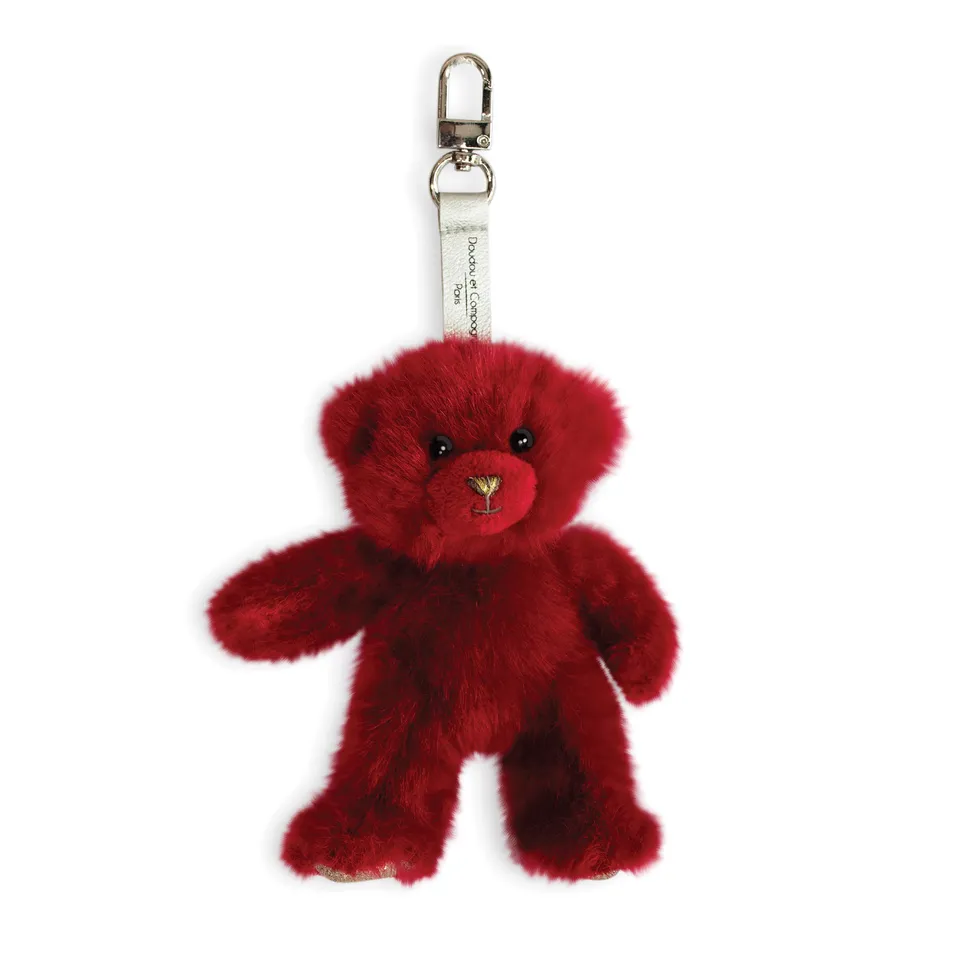 doudou-et-compagnie-ours-collection-porte-cl-s-kiss-rouge-15cm image 1