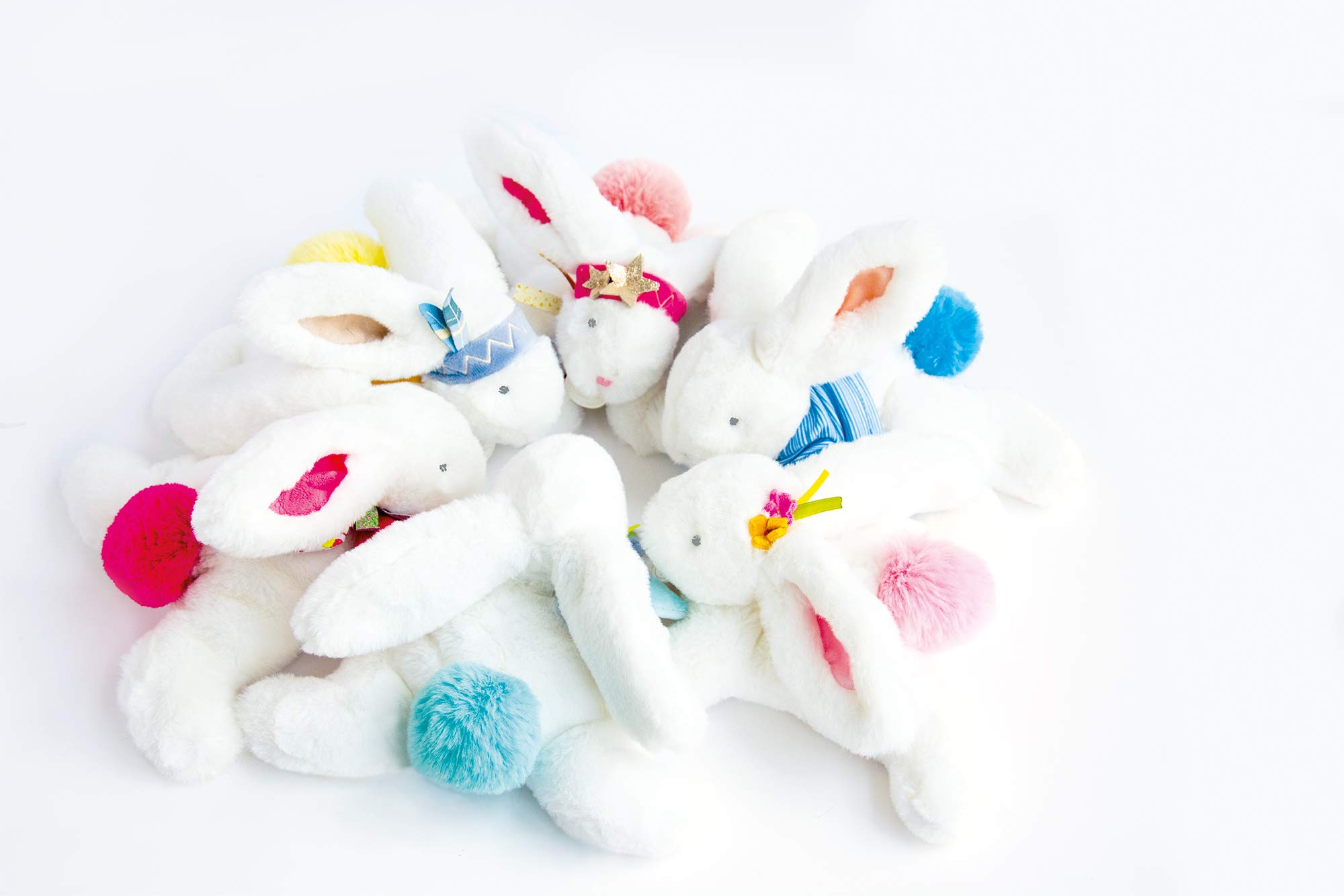 doudou-et-compagnie-lapin-doudou-p-querette-blanc-rose-21cm image 3