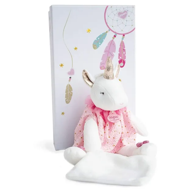 doudou-et-compagnie-attrape-r-ves-dc3543-licorne-doudou-rose-28-cm image 1