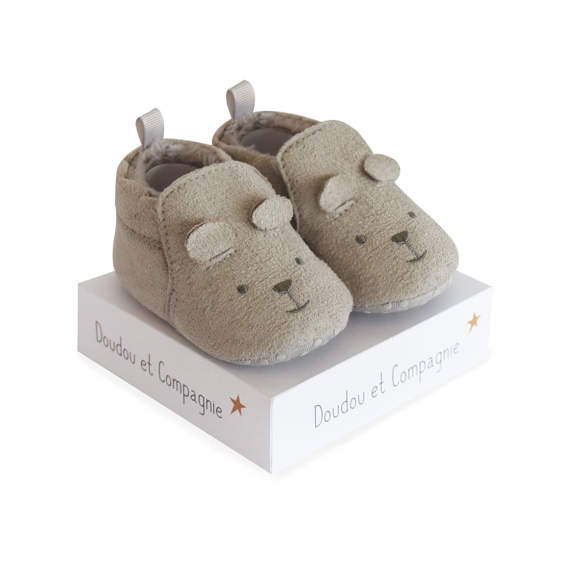 doudou-et-compagnie-chaussons-b-b-gris-frimousses-coton-dc3709 image 1