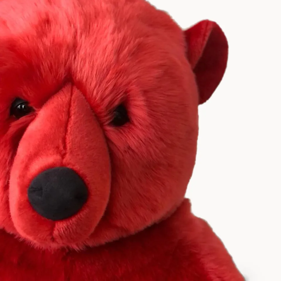 la-pelucherie-ours-jules-rouge-peluche-petit-35-cm-rouge image 1