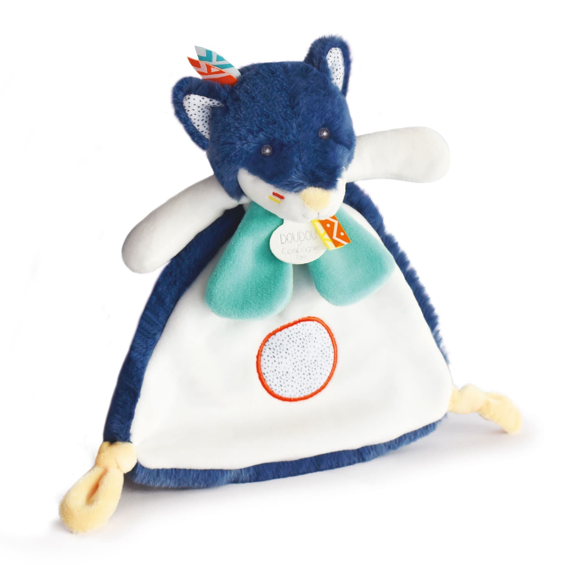 doudou-et-compagnie-doudou-plat-loup-tiwipi-bleu-23-cm-dc3640 image 2