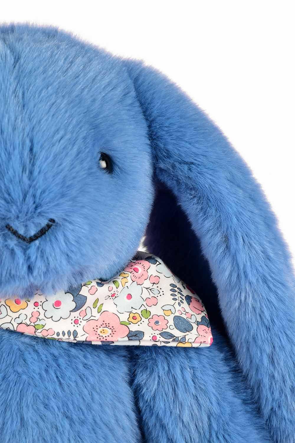 doudou-et-compagnie-lapin-fleurette-bleu-peluche-25-cm-dc4299 image 5