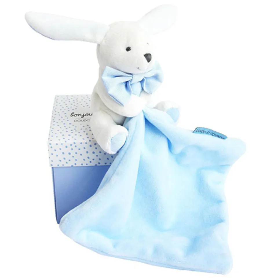 doudou-et-compagnie-lapin-doudou-dc3338-doudou-bleu-bo-te-fleur image 1