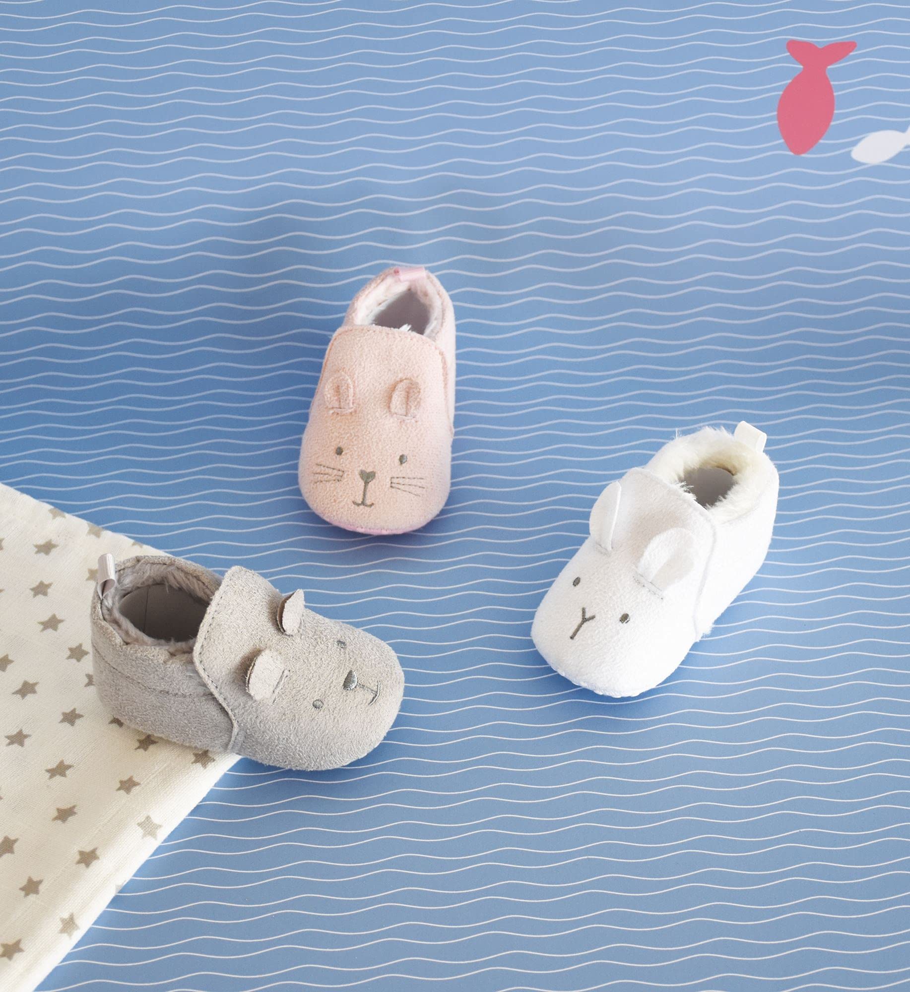 doudou-et-compagnie-chaussons-b-b-gris-frimousses-coton-dc3709 image 2
