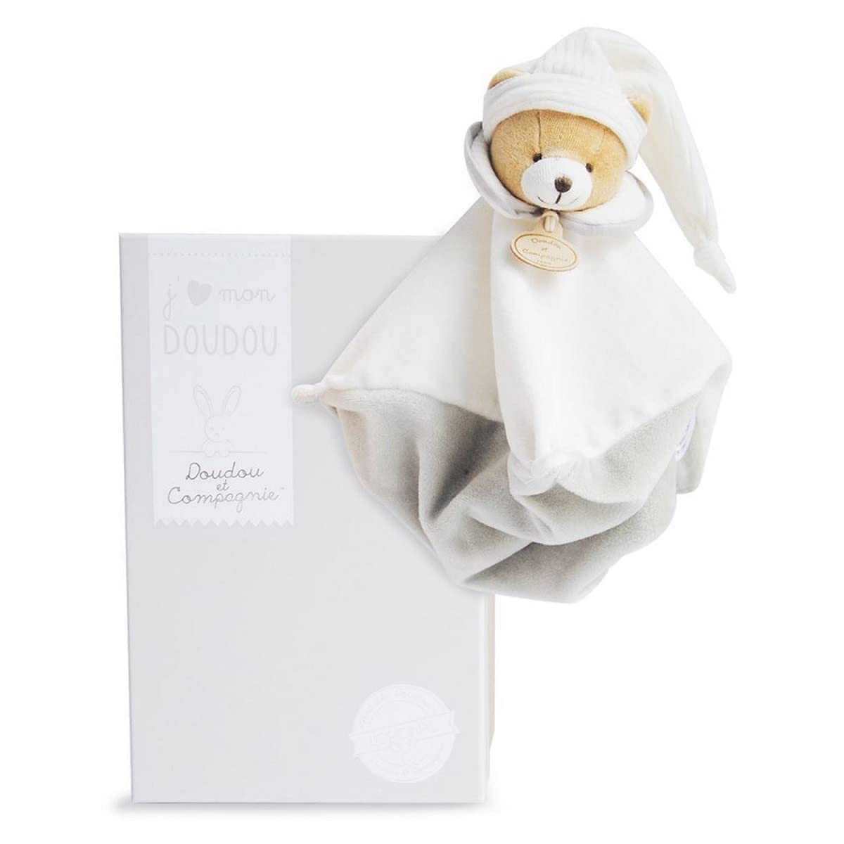 doudou-et-compagnie-les-iconiques-dc2928-doudou-plat-ours-taupe image 1