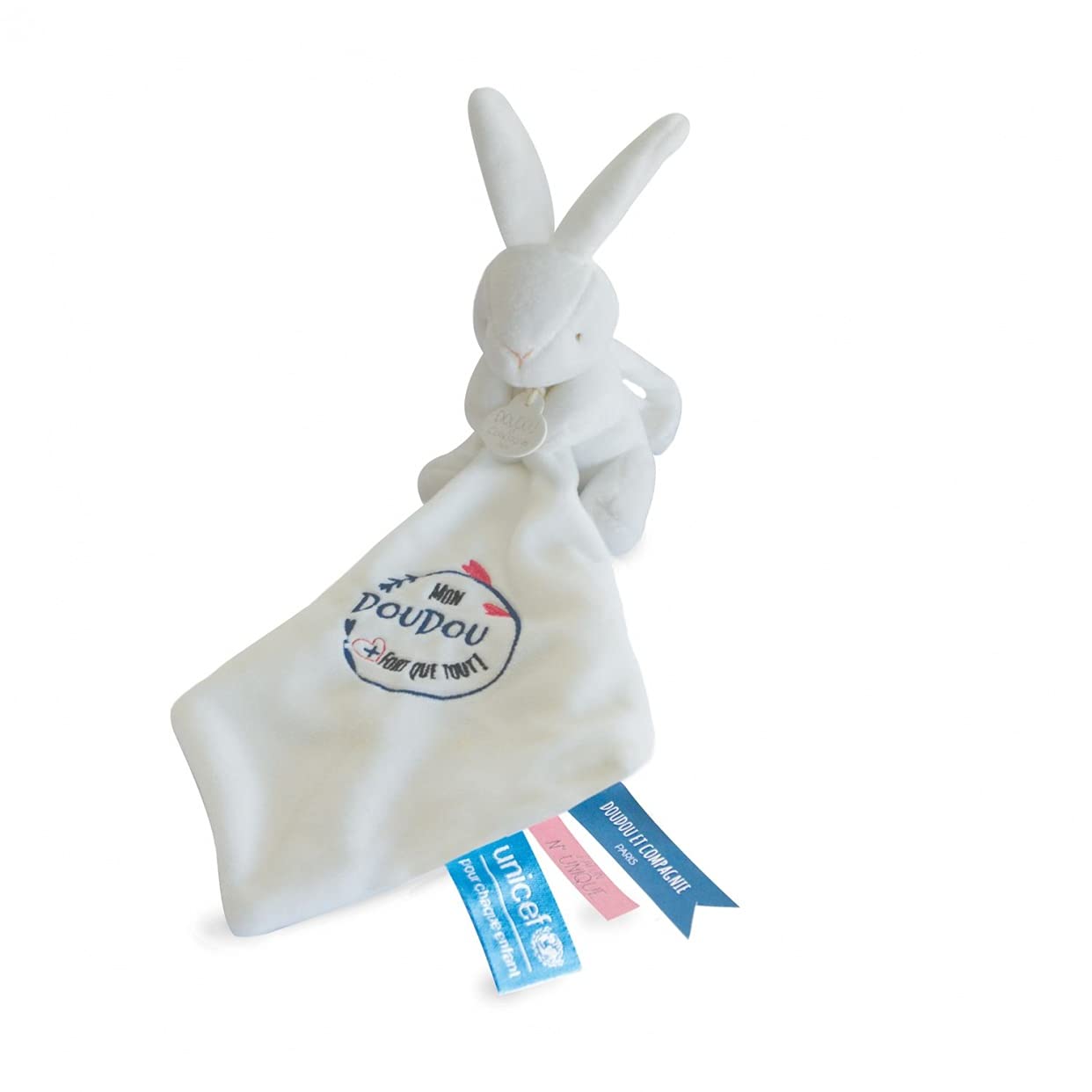 doudou-et-compagnie-sac-doudou-lapin-unicef-blanc-10-cm image 8