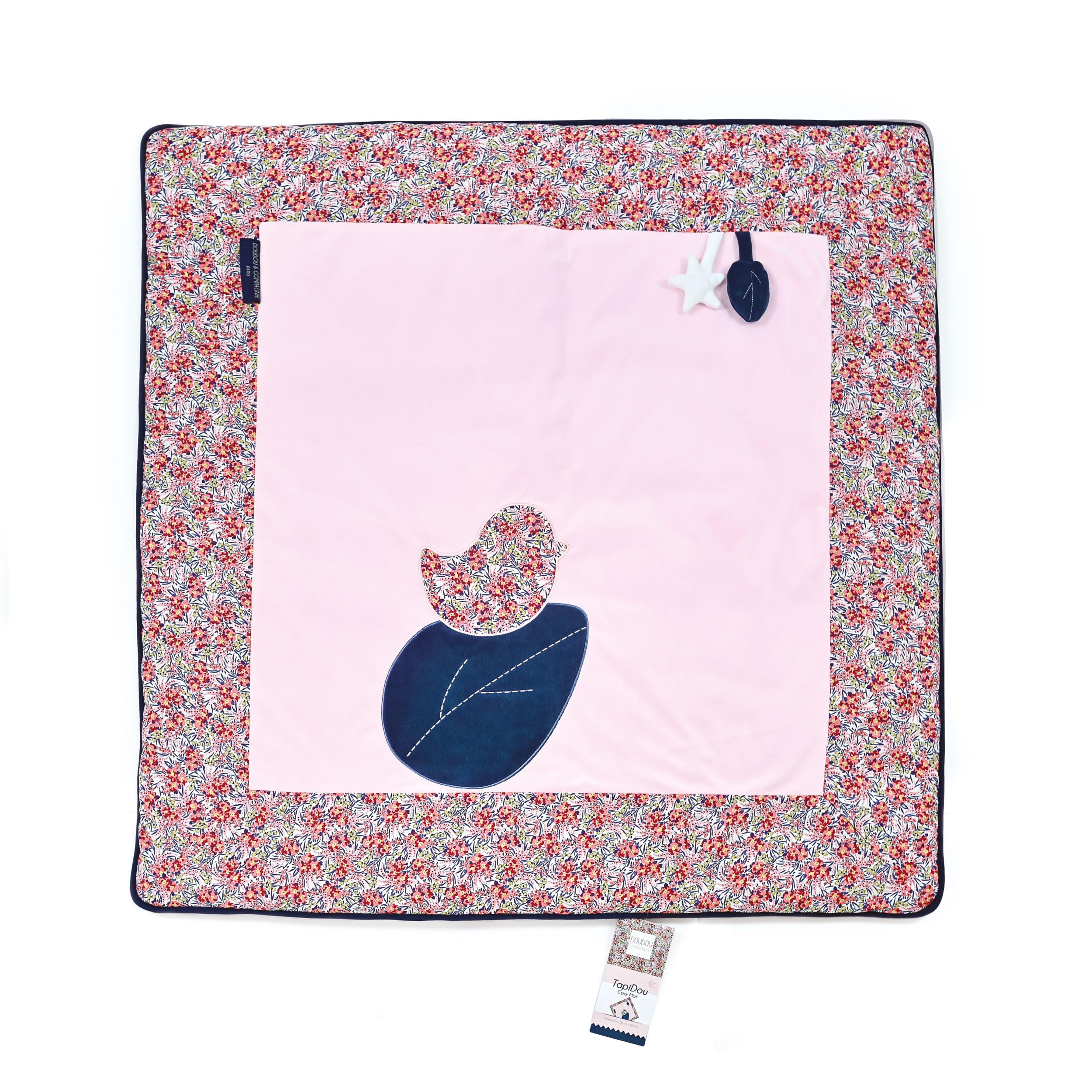 doudou-et-compagnie-tapidou-faon-tapis-d-veil-rose-fleuri-dc4034 image 1