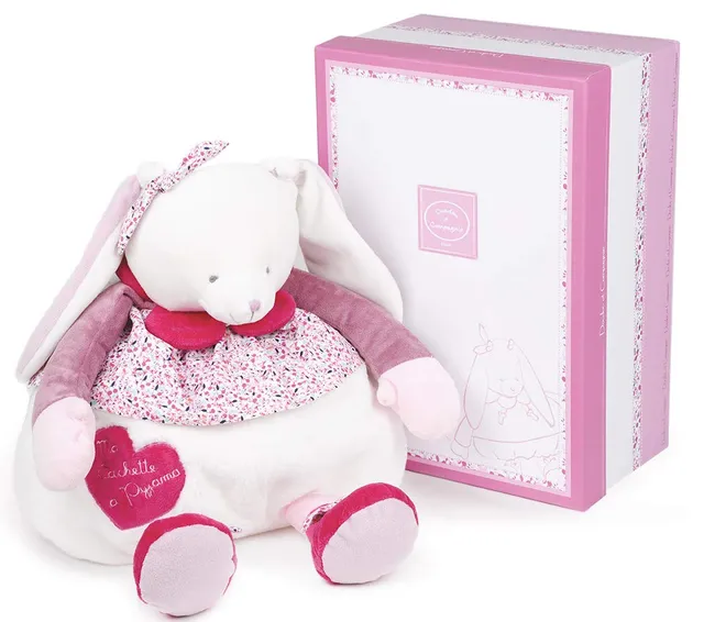 doudou-et-compagnie-cerise-range-pyjama-lapin-50-cm-blanc-rose image 1