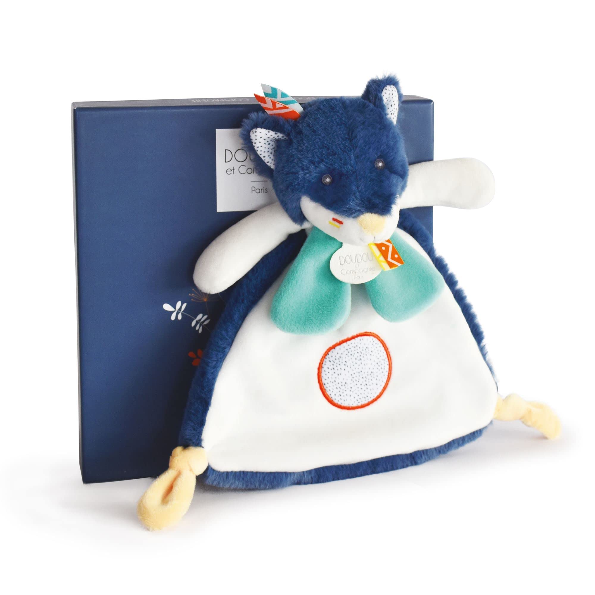 doudou-et-compagnie-doudou-plat-loup-tiwipi-bleu-23-cm-dc3640 image 1