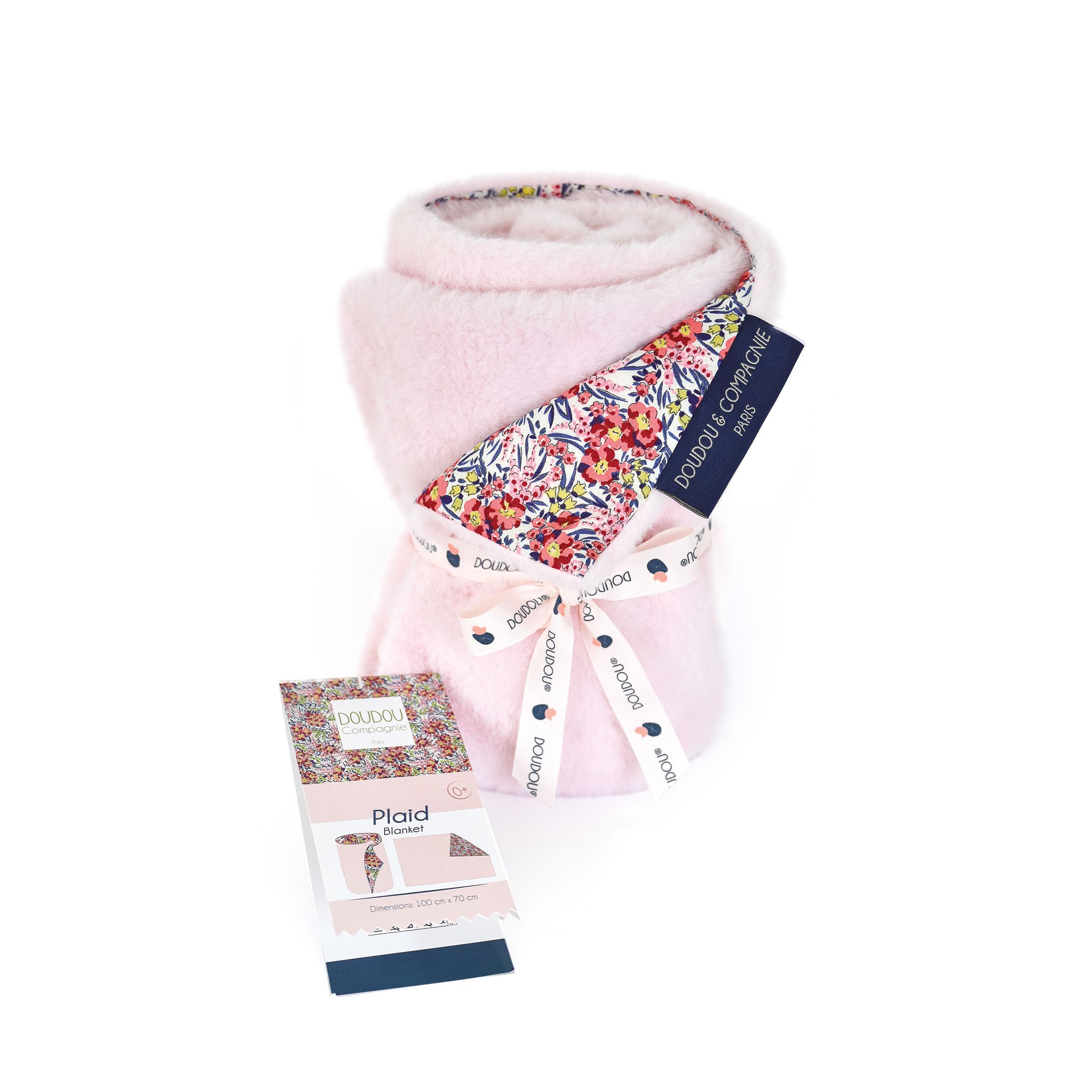 doudou-et-compagnie-boh-aime-plaid-b-b-rose-70x100-coton image 1