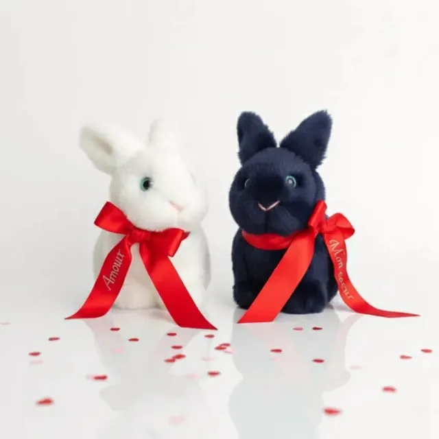 la-pelucherie-lapins-duo-toi-moi-doudou-lapin-rose image 1