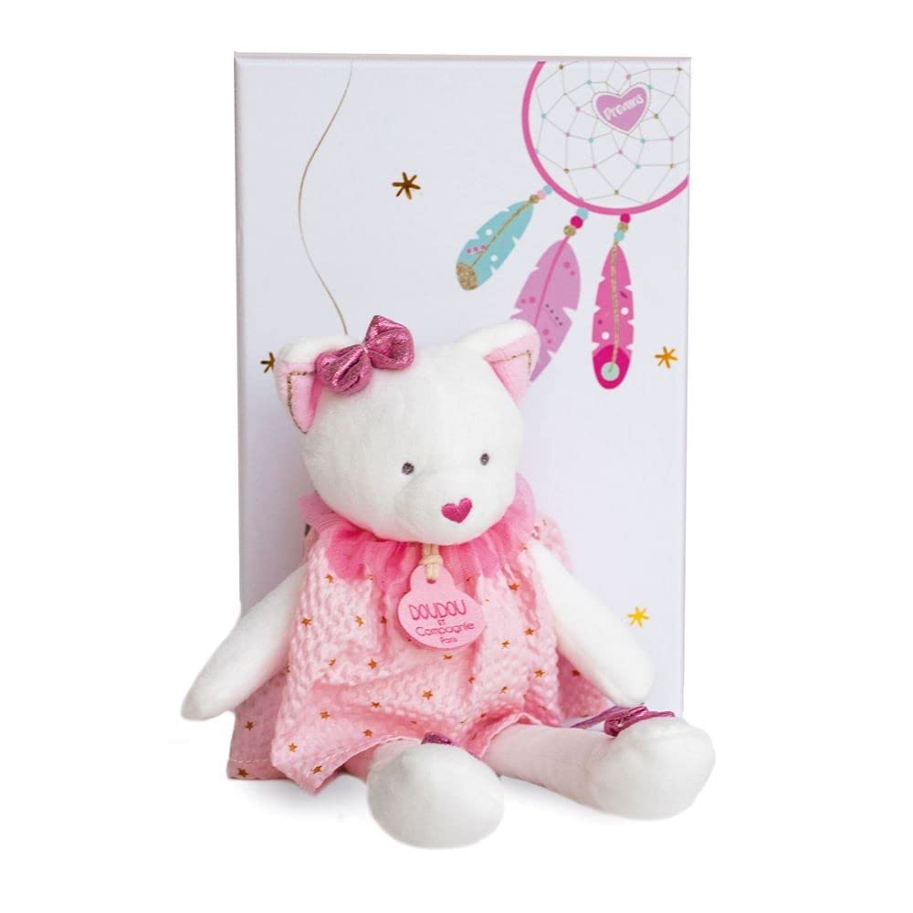 doudou-et-compagnie-attrape-r-ves-dc3542-doudou-chat-rose-20-cm image 1
