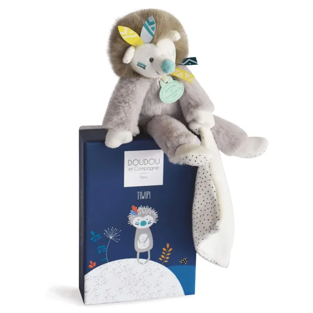 doudou-et-compagnie-tiwipi-peluche-h-risson-21-cm-gris image 1